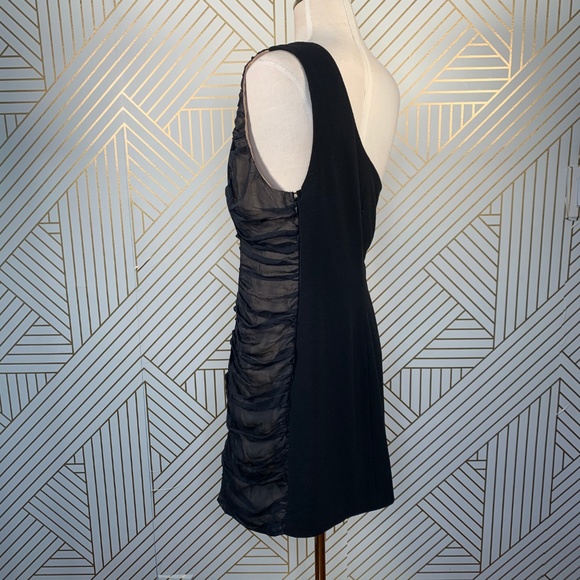 Black Halo One Shoulder Ruched Mini Dress Bodycon - Picture 4 of 8
